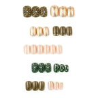Press-On Nail Set Floral Textured Reusable