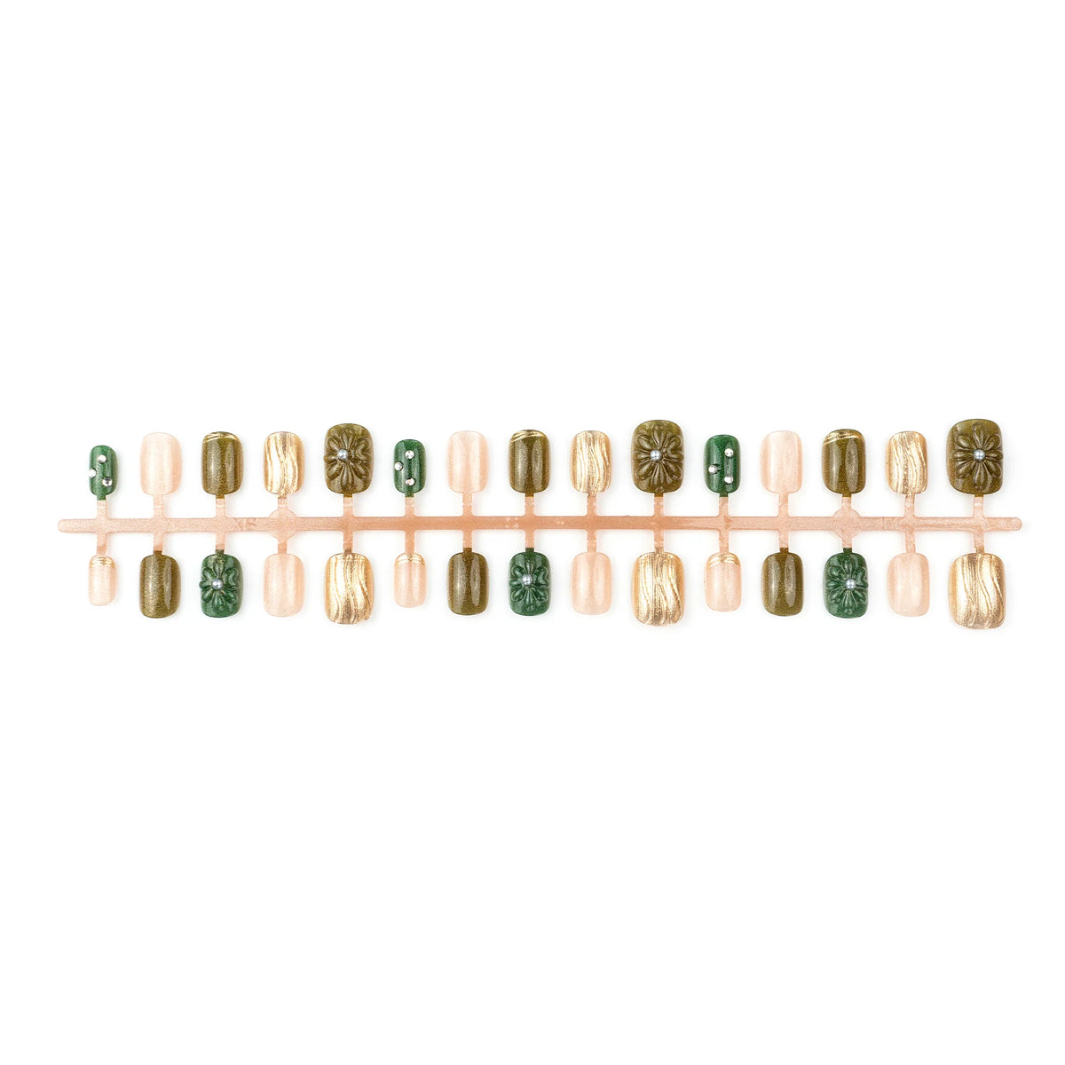Press-On Nail Set Floral Textured Reusable