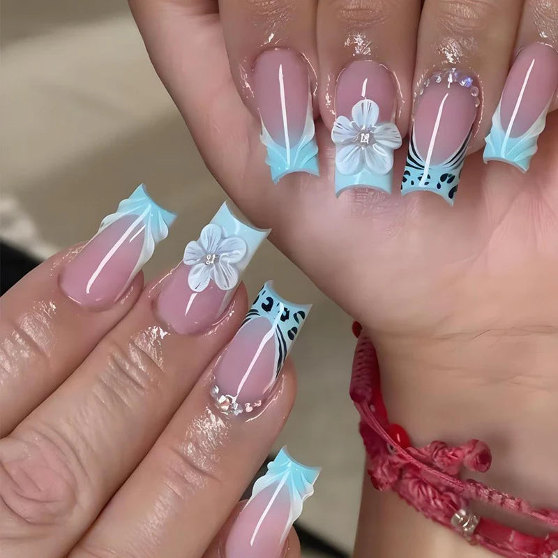 Press-On Nail Set Floral & Trendy Long-Lasting Wear
