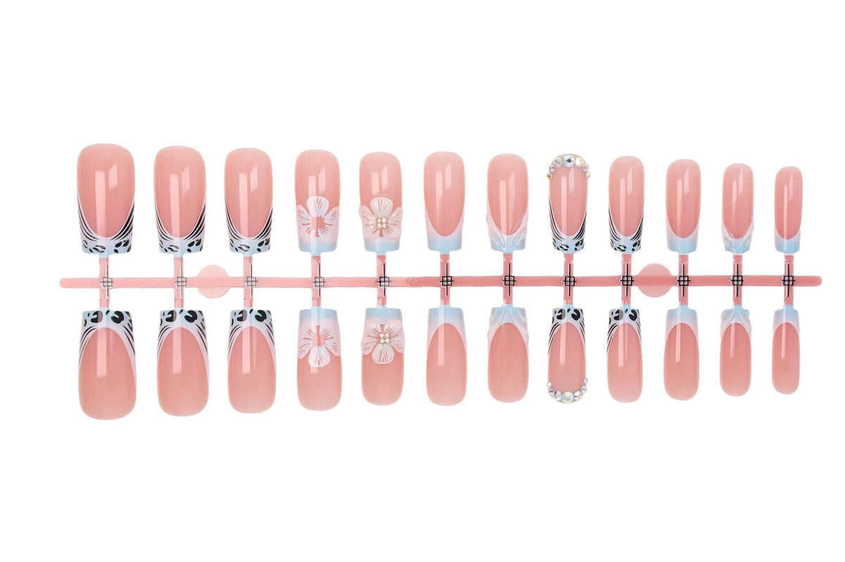 Press-On Nail Set Floral & Trendy Long-Lasting Wear