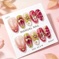Press-On Nail Set Floral Watermelon Reusable & Lightweight