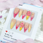 Press-On Nail Set Floral & Wave Flexible Waterproof