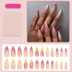 Press-On Nail Set Floral & Wave Flexible Waterproof