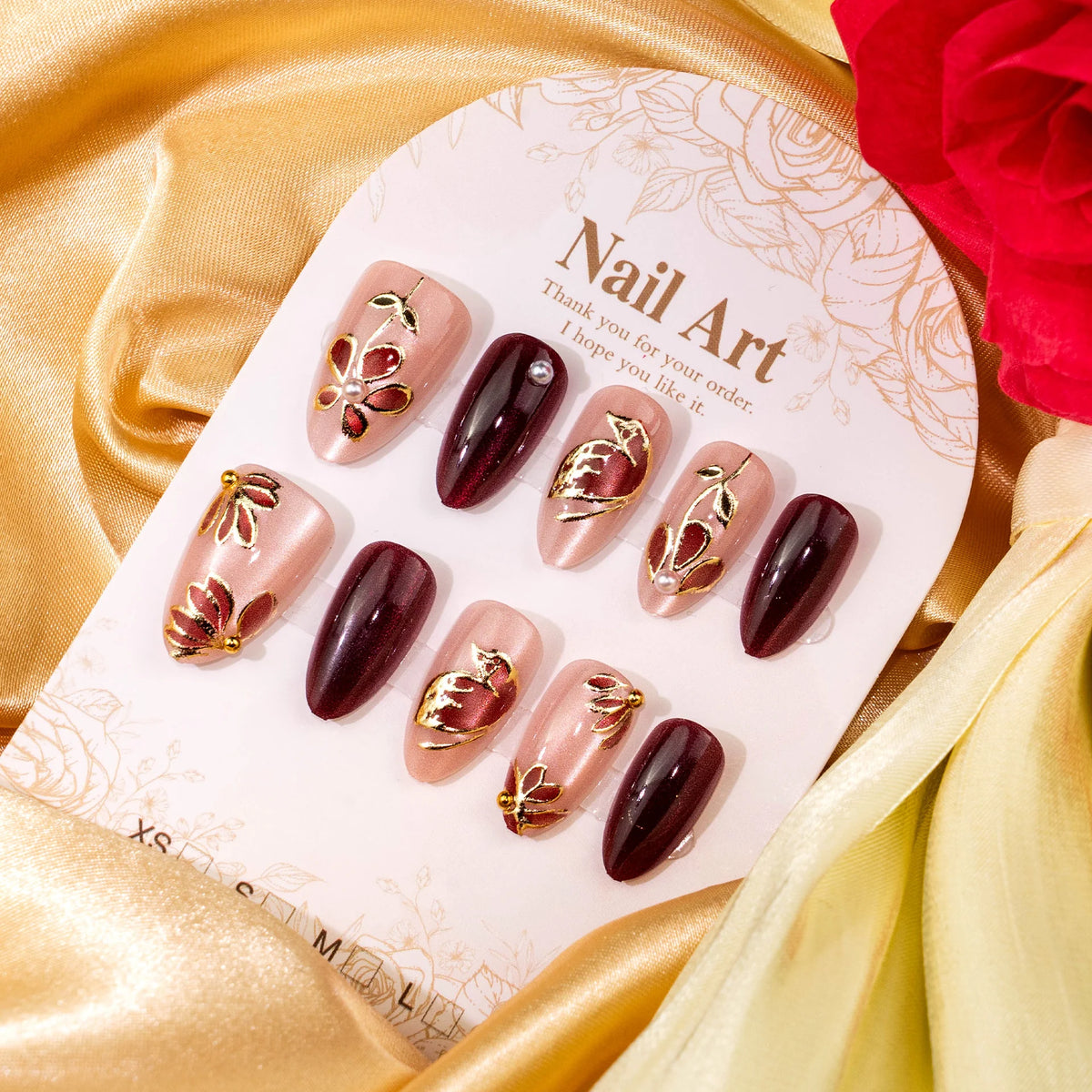 Press-On Nail Set Flower Embellished Almond & Stiletto