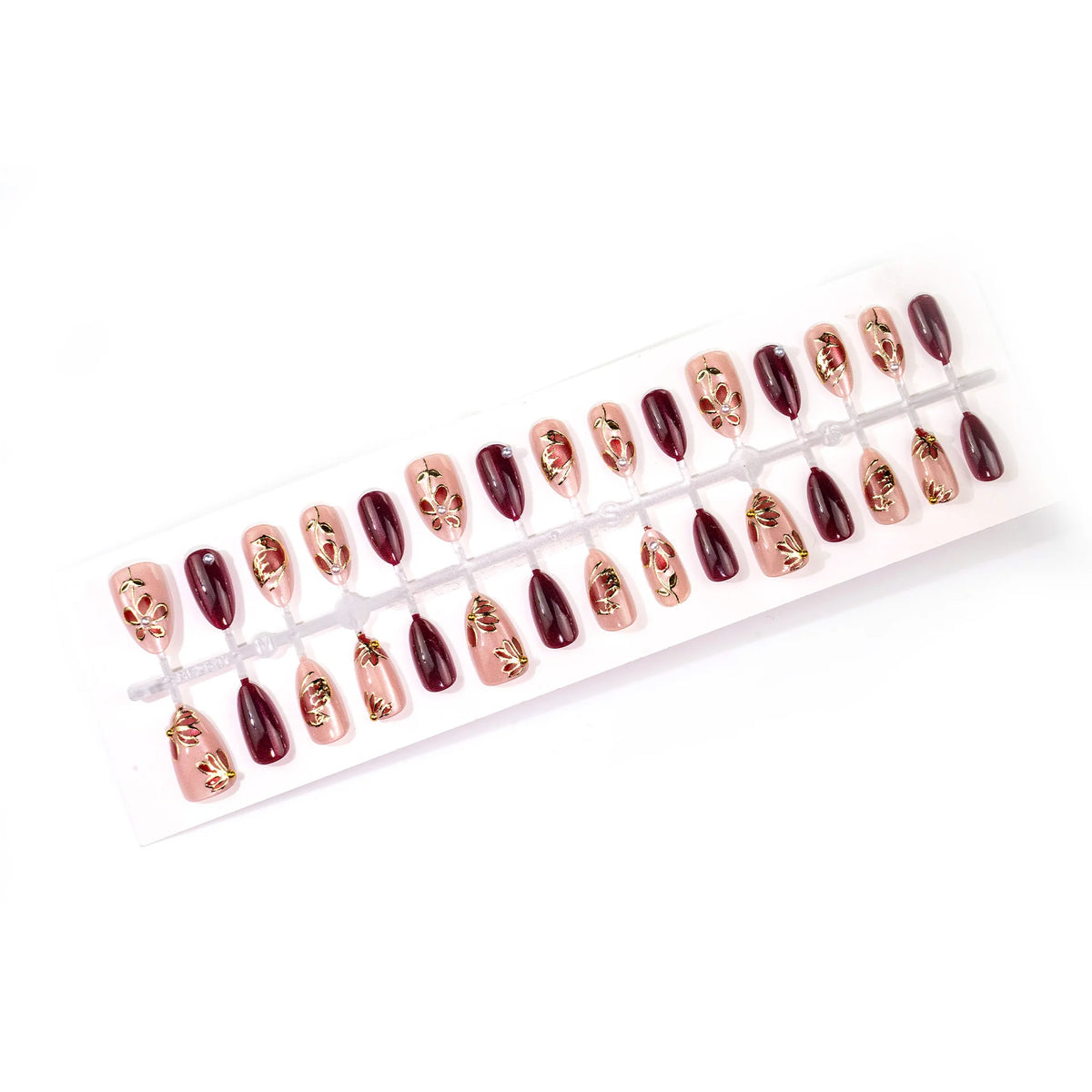 Press-On Nail Set Flower Embellished Almond & Stiletto