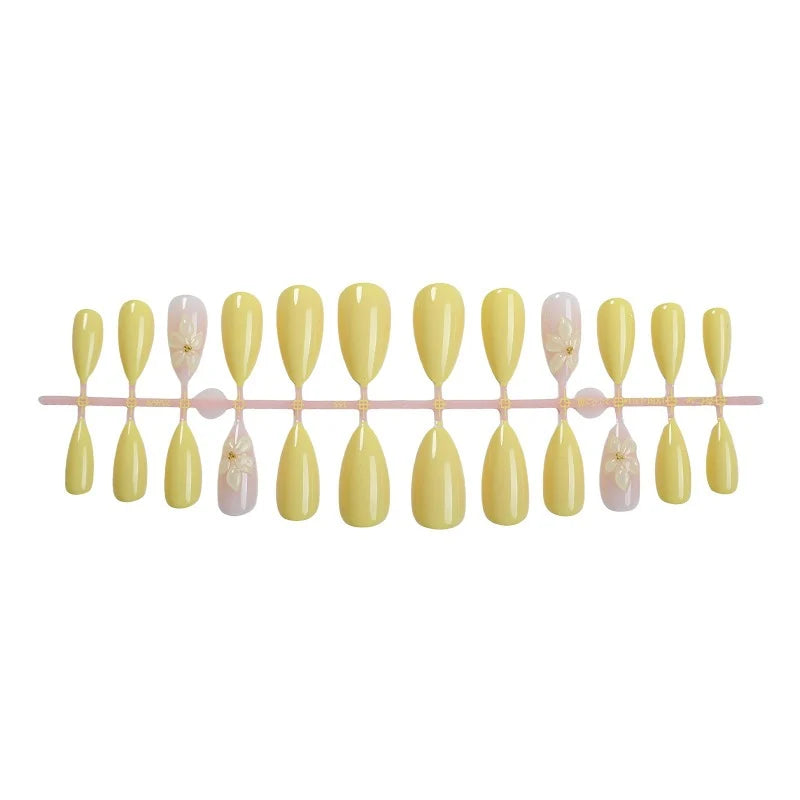 Press-On Nail Set Flower-Embellished Lightweight & Comfortable
