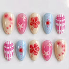 Press-On Nail Set Flower & Star Designs Stickers Included