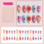 Press-On Nail Set Flower & Star Designs Stickers Included
