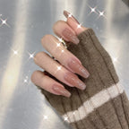 Press-On Nail Set French Coffin Glue-On & Reusable