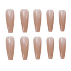 Press-On Nail Set French Coffin Glue-On & Reusable