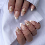 Press-On Nail Set French Design & Rhinestone Accents