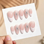 Press-On Nail Set French Design & Rhinestone Accents