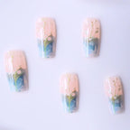 Press-On Nail Set French Floral & Butterfly Reusable