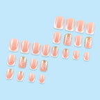 Press-On Nail Set French Tip Butterfly Accents Reusable
