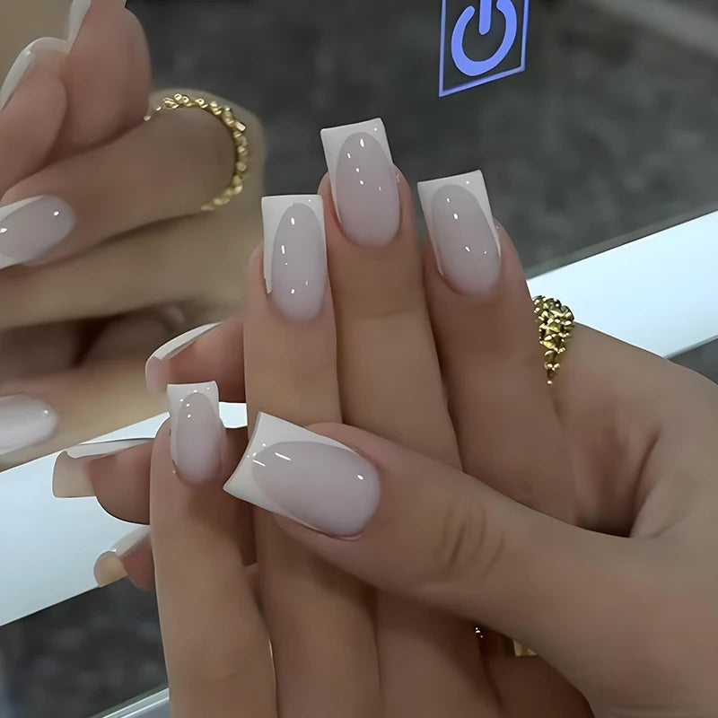 Press-On Nail Set French Tip Easy Application