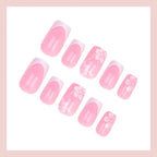 Press-On Nail Set French Tip & Floral Reusable