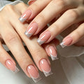 Press-On Nail Set French Tip & Glitter 24-Piece