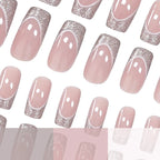 Press-On Nail Set French Tip & Glitter 24-Piece