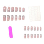 Press-On Nail Set French Tip & Glitter 24-Piece