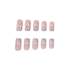 Press-On Nail Set French Tip & Glitter 24-Piece
