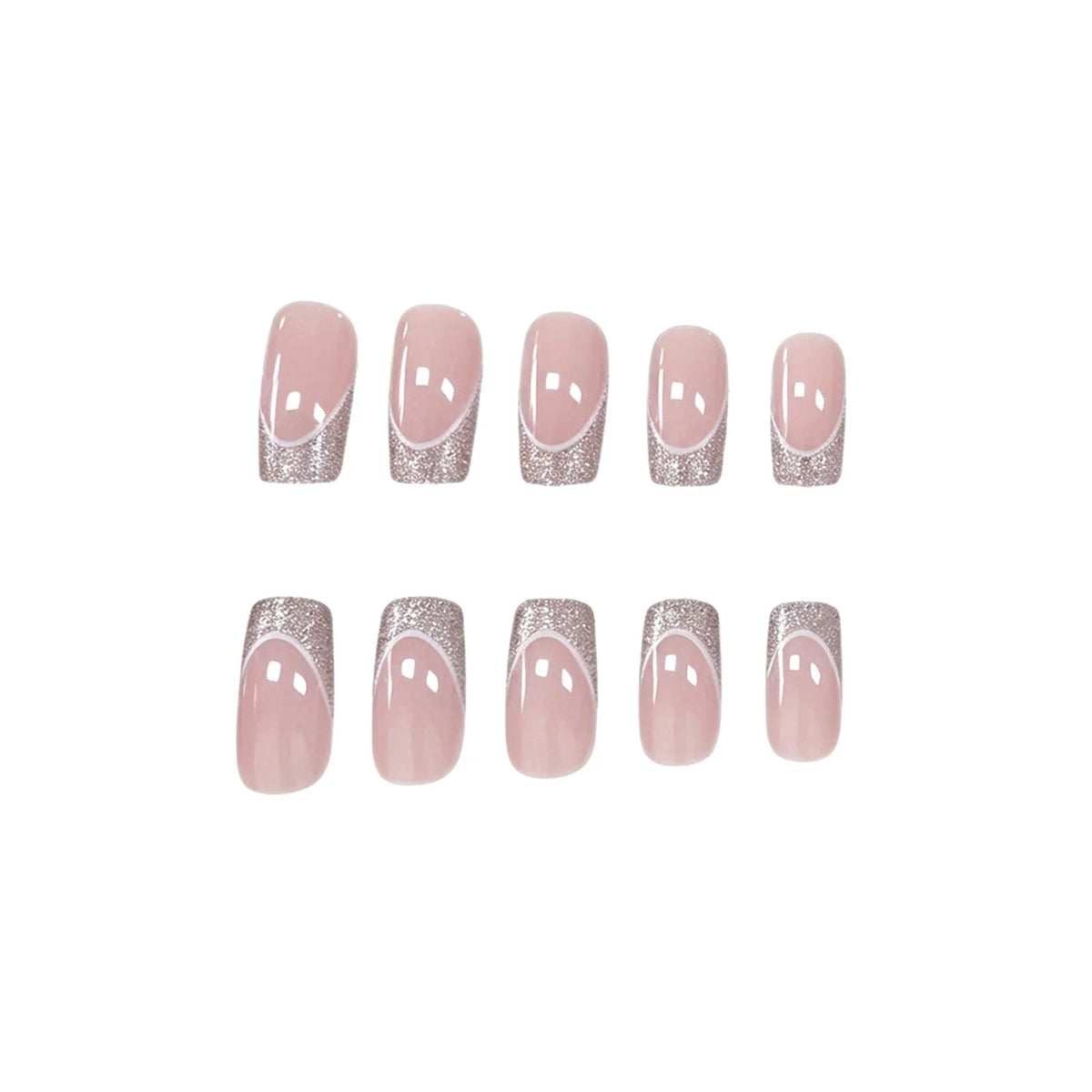 Press-On Nail Set French Tip & Glitter 24-Piece