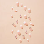 Press-On Nail Set French Tip Glitter Glue-Free