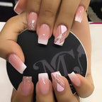 Press-On Nail Set French Tip Glitter Glue-Free