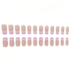 Press-On Nail Set French Tip Glitter Reusable