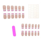 Press-On Nail Set French Tip Glitter Reusable