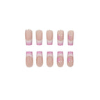 Press-On Nail Set French Tip Glitter Reusable