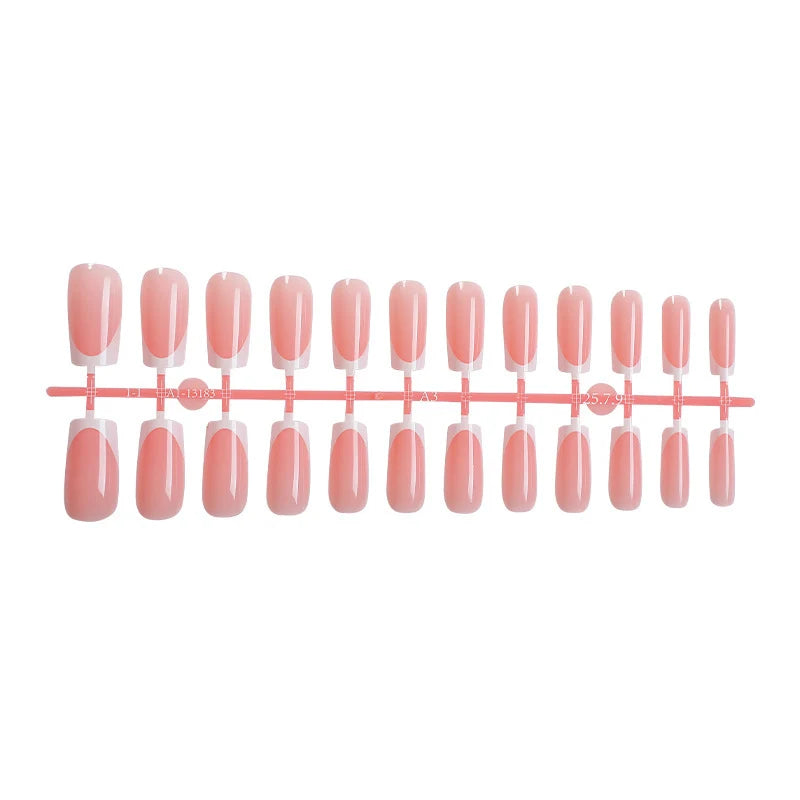 Press-On Nail Set French Tip Glossy & Reusable
