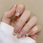 Press-On Nail Set French Tip Gold Accents Easy Application