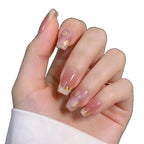 Press-On Nail Set French Tip Gold Accents Easy Application