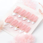 Press-On Nail Set French Tip & Gold Accents Reusable