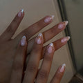 Press-On Nail Set French Tip & Gold Accents Reusable