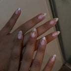Press-On Nail Set French Tip & Gold Accents Reusable