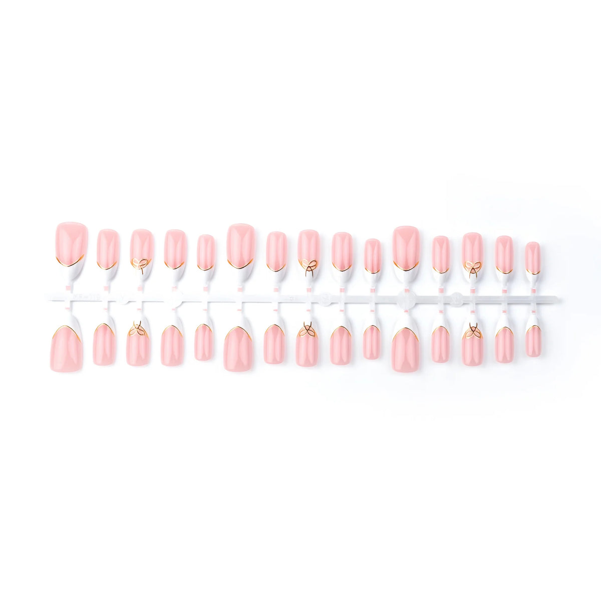 Press-On Nail Set French Tip & Gold Accents Reusable