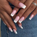 Press-On Nail Set French Tip Lightweight Adhesive
