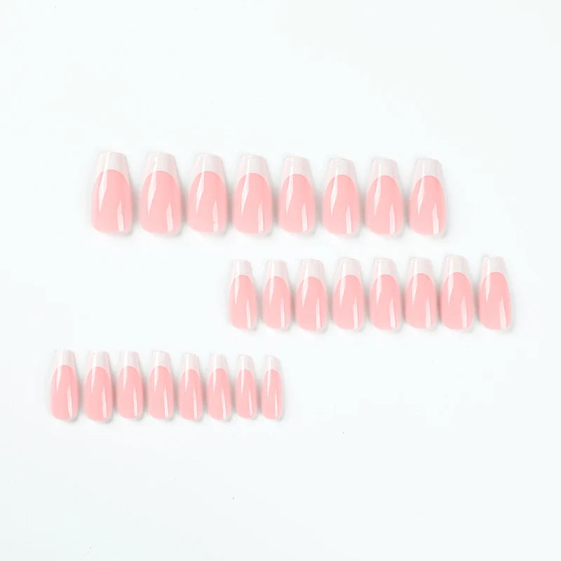 Press-On Nail Set French Tip Lightweight Adhesive