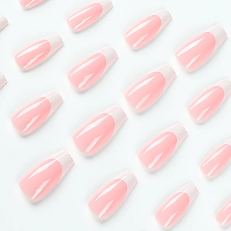 Press-On Nail Set French Tip Lightweight Adhesive