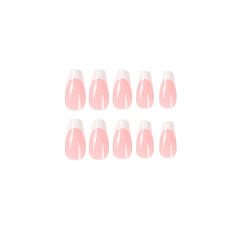 Press-On Nail Set French Tip Lightweight Adhesive