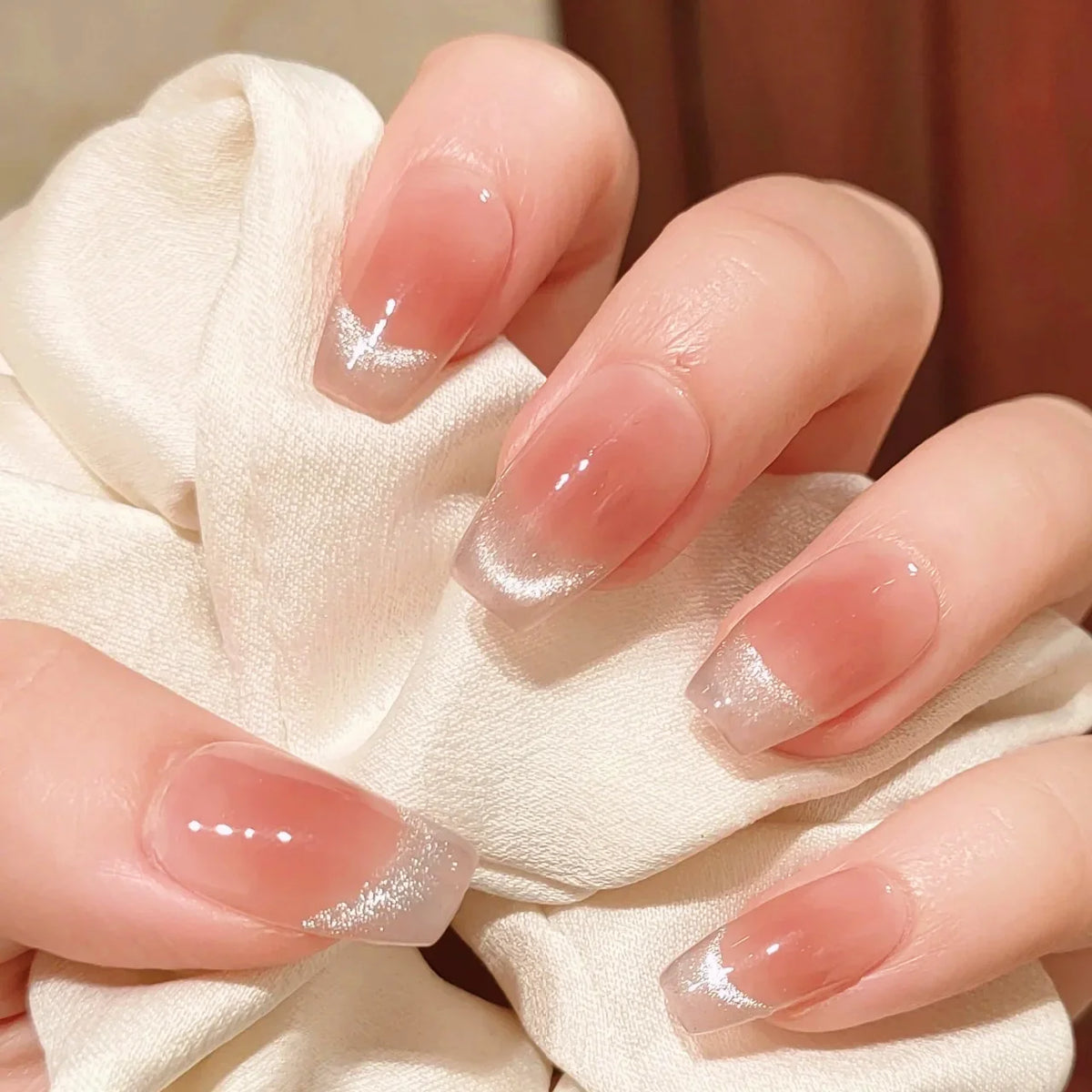 Press-On Nail Set French Tip No Glue