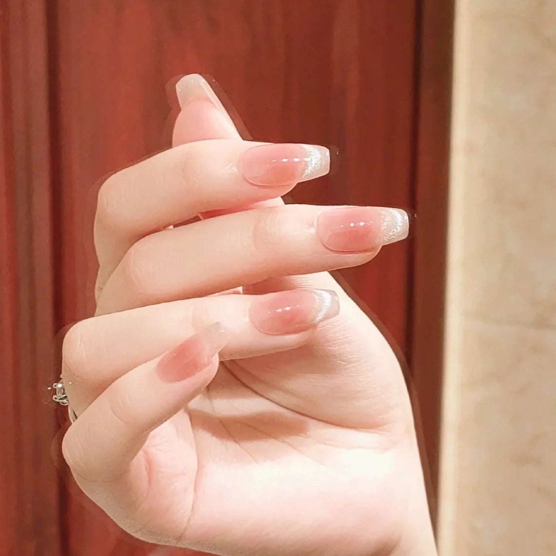 Press-On Nail Set French Tip No Glue