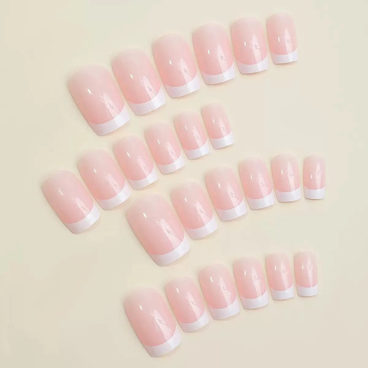 Press-On Nail Set French Tip No Glue Reusable Multiple Sizes