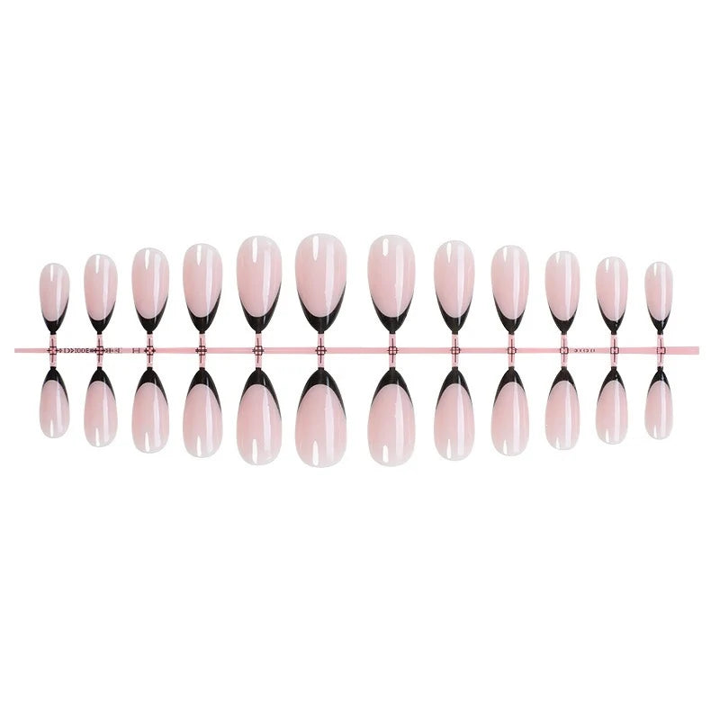 Press-On Nail Set French Tip Nude & Black