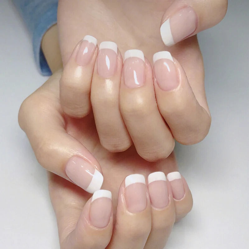 Press-On Nail Set French Tip Peel-And-Stick Long-Lasting