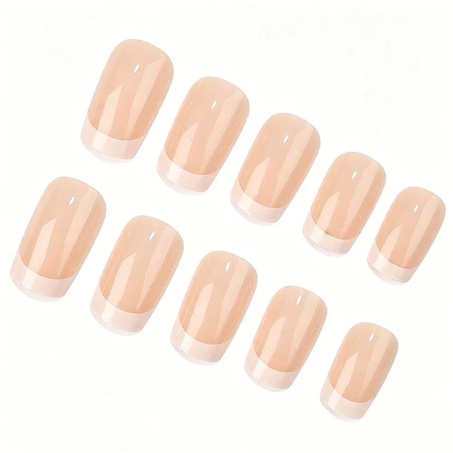 Press-On Nail Set French Tip Peel-And-Stick Multiple Sizes