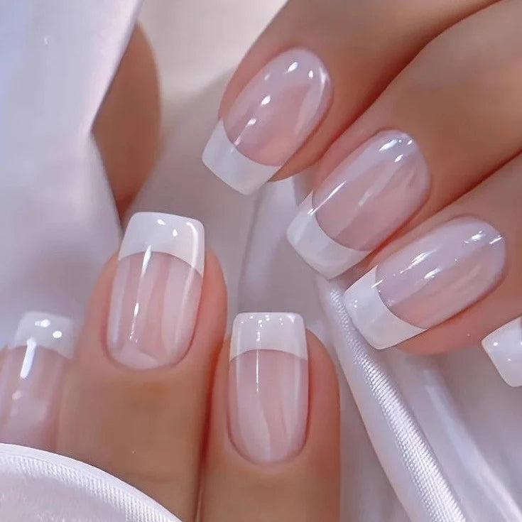 Press-On Nail Set French Tip Peel-And-Stick Multiple Sizes