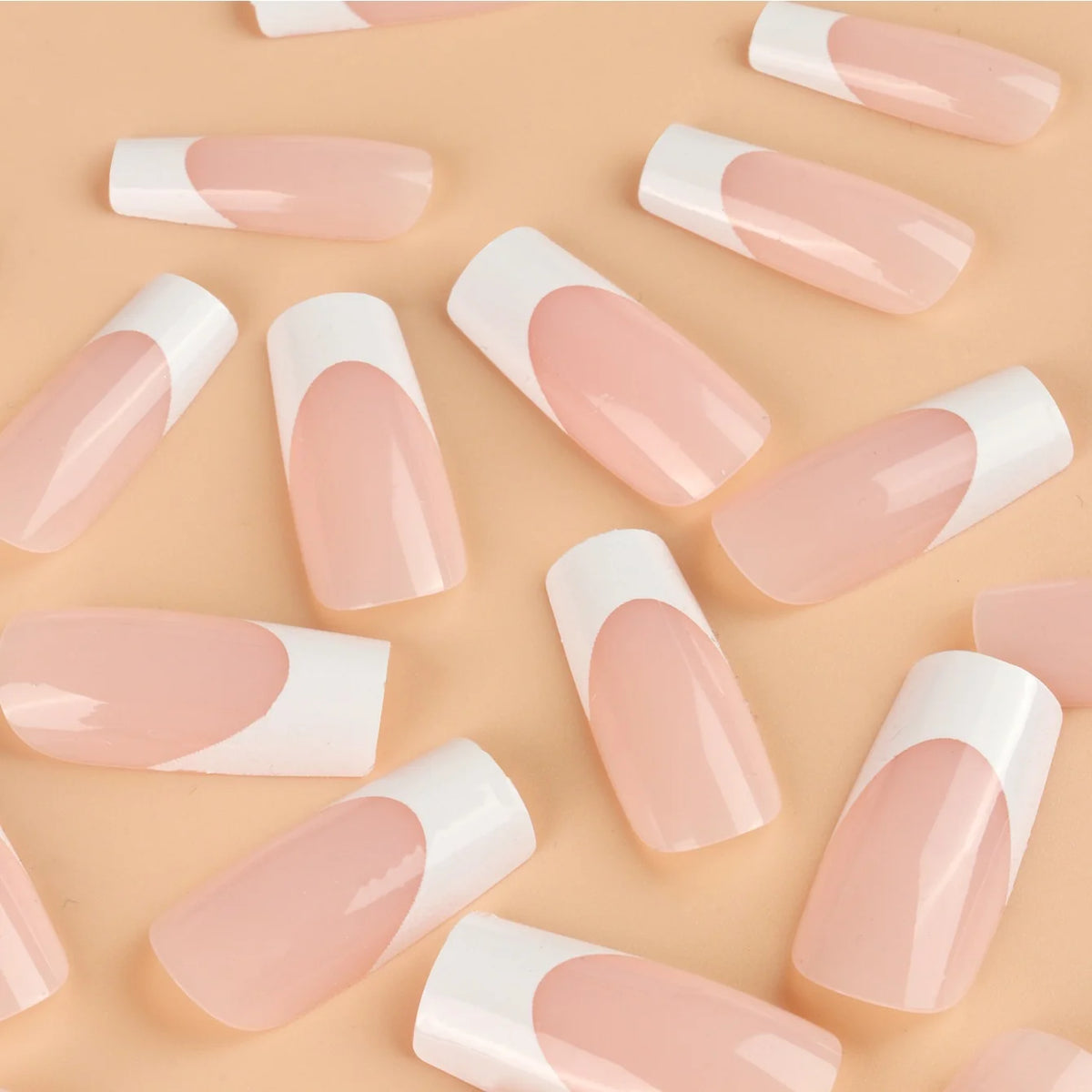 Press-On Nail Set French Tip Peel And Stick Reusable
