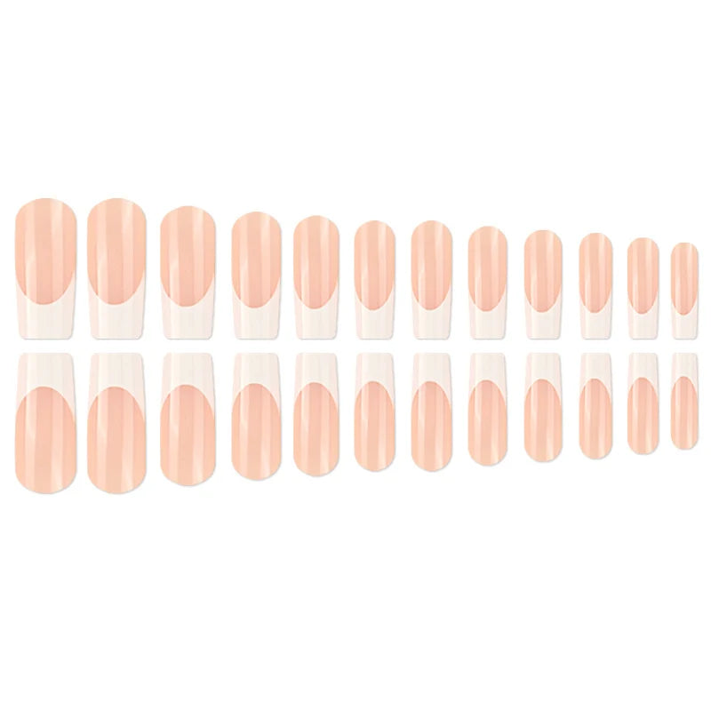 Press-On Nail Set French Tip Peel And Stick Reusable